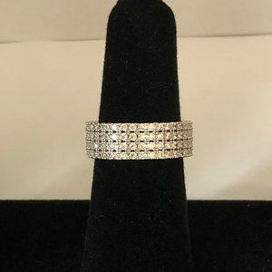 Sterling Silver Express Multi Row Stone Band Ring